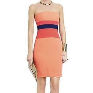 BCBGMAXAZRIA Crepe Reesie Color Blocked Dress SIZE 4, Bright Nectar Combo